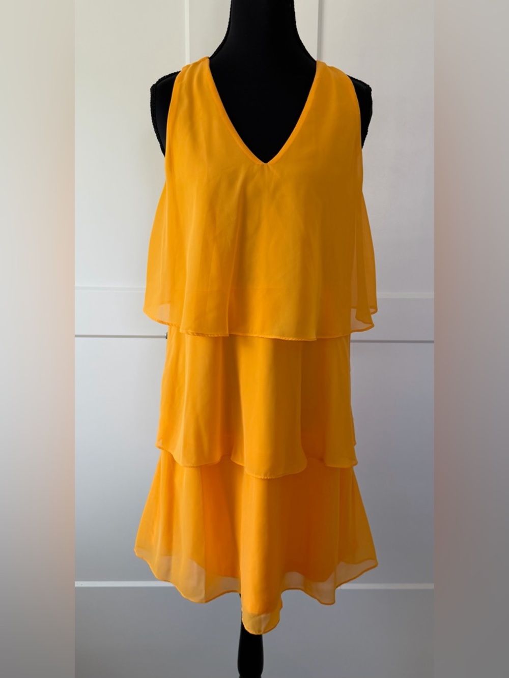 EUC Tash & Sophie Vibrant Tangerine Ruffled, Fun & Flirty Layered Dress, Small